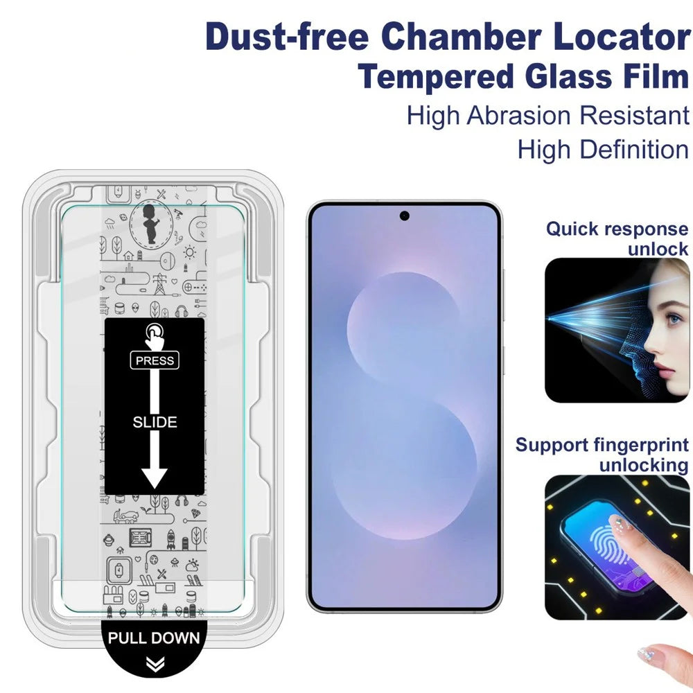 IMAK H Series For Samsung Galaxy S25 Edge Tempered Glass Screen Protector Easy Installation Film with Auto Dust-Remove Tool - Transparent Kit (NOT Complete Covering) (Fingerprint Unlock) - 3