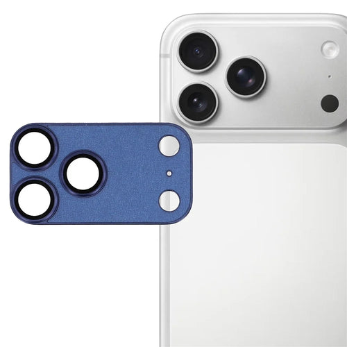 For iPhone 17 Pro 9H Hardness Tempered Glass Camera Lens Protector Full Cover Leather Coated PC Lens Film - Blue - 1