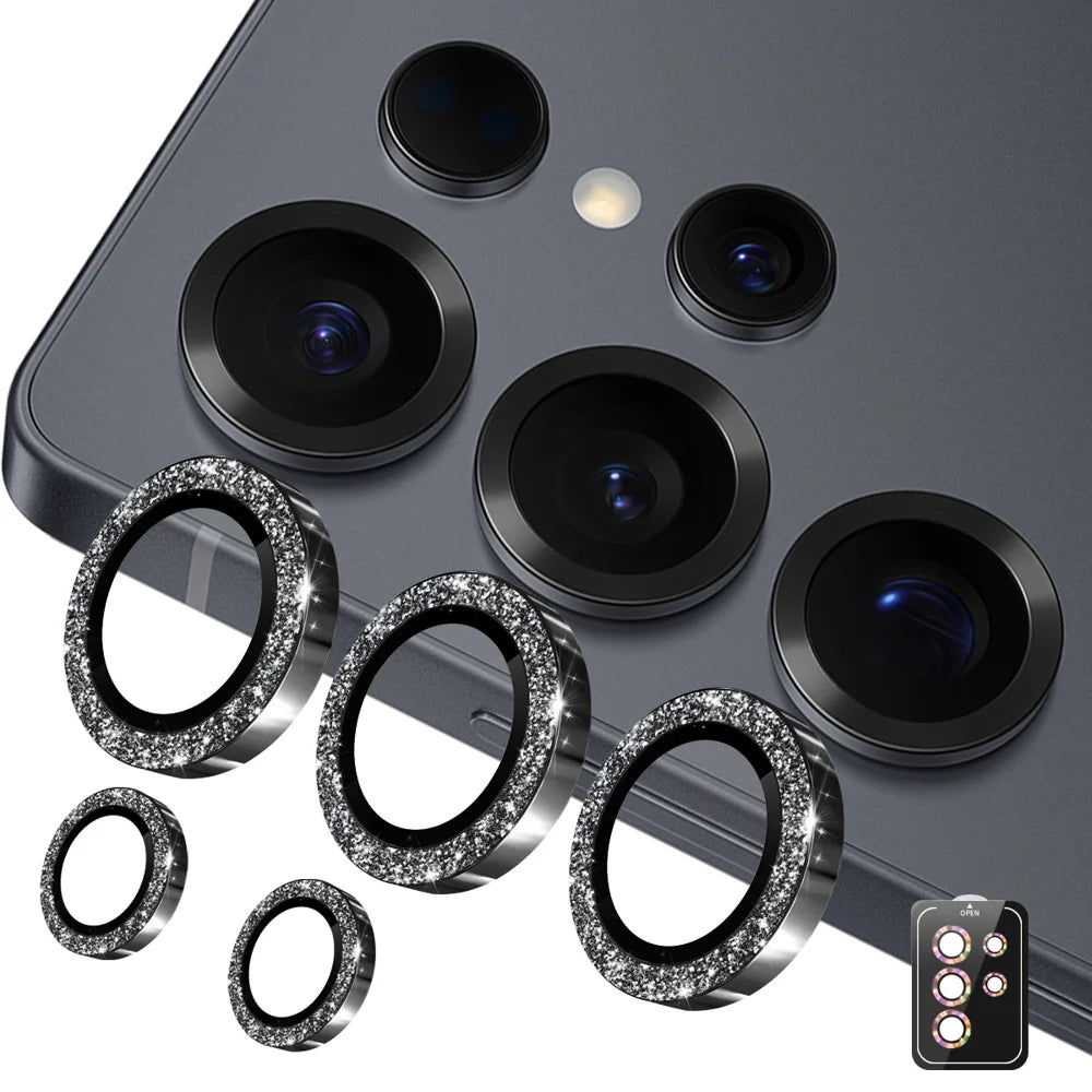 ENKAY HAT PRINCE For Samsung Galaxy S26 Ultra Camera Lens Protector  Glitter Decor Tempered Glass Lens Film - Black - 1