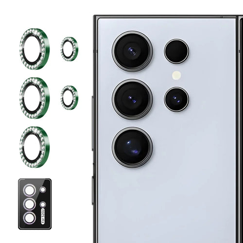 ENKAY HAT PRINCE For Samsung Galaxy S26 Ultra Camera Lens Protector   Rhinestone Decor Rear Lens Film - Dark Green - 1