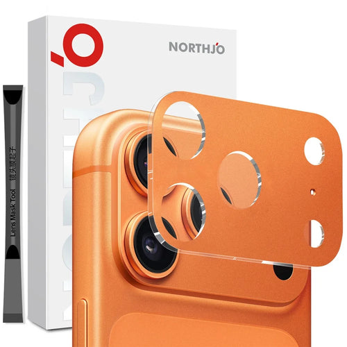 NORTHJO For iPhone 17 Pro Max Camera Lens Protector Silk Printing 3D Full Coverage Tempered Glass Lens Film - Orange - 1