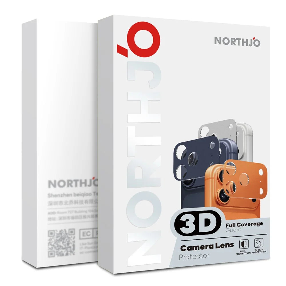 NORTHJO 2PCS For iPhone 17 Pro Camera Lens Protector Silk Printing 3D Full Coverage Tempered Glass Lens Film - Orange - 5