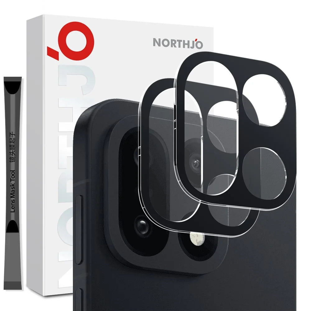 NORTHJO 2Pcs Camera Lens Protector For OnePlus 15 5G Black Silk Printing 3D Clear Tempered Glass Lens Film - 1