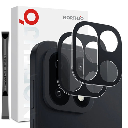 NORTHJO 2Pcs Camera Lens Protector For OnePlus 15 5G Black Silk Printing 3D Clear Tempered Glass Lens Film - 1