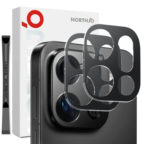 NORTHJO 2Pcs Camera Lens Protector For Oppo Find X9 Pro 5G Black Silk Printing 3D Clear Tempered Glass Lens Film - 1