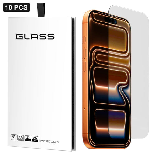 For iPhone 18 Pro / 17 Pro 10Pcs Screen Protector 3D Large Arc Edge Thick Glue HD Clear High Aluminium-silicon Glass Film (NOT Complete Covering) - As Shown - 1