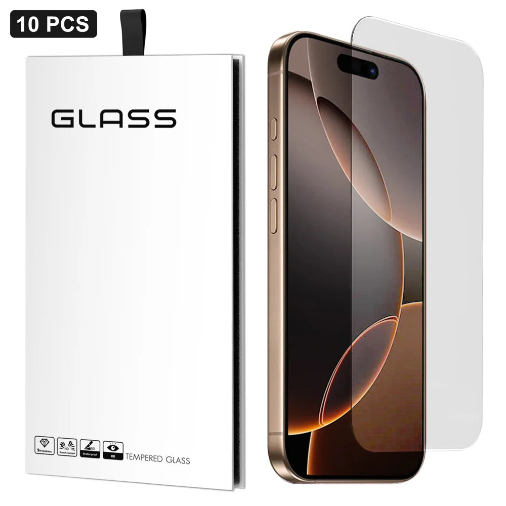 For iPhone 16 Pro Max 10Pcs Screen Protector 3D Large Arc Edge Thick Glue HD Clear High Aluminium-silicon Glass Film (NOT Complete Covering) - As Shown - 1