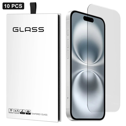 For iPhone 16 10Pcs Screen Protector 3D Large Arc Edge Thick Glue HD Clear High Aluminium-silicon Glass Film (NOT Complete Covering) - As Shown - 1