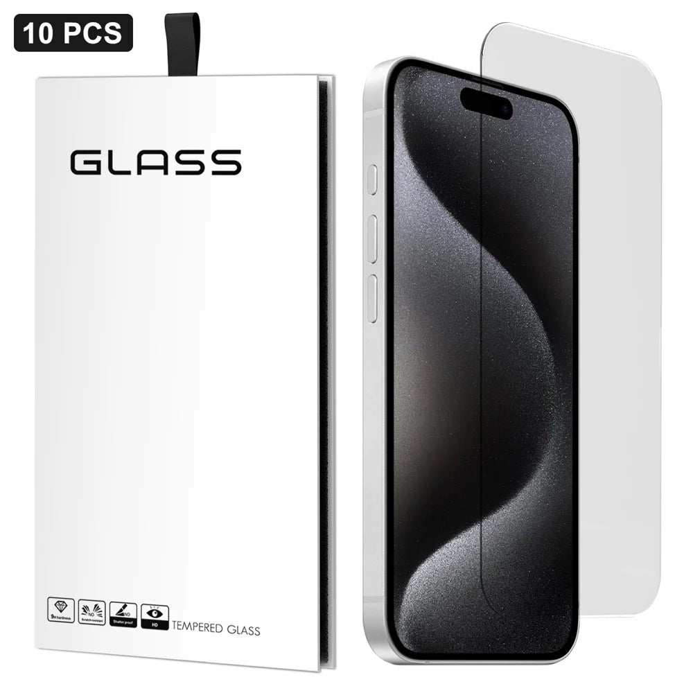 For iPhone 15 Pro Max 10Pcs Screen Protector 3D Large Arc Edge Thick Glue HD Clear High Aluminium-silicon Glass Film (NOT Complete Covering) - As Shown - 1