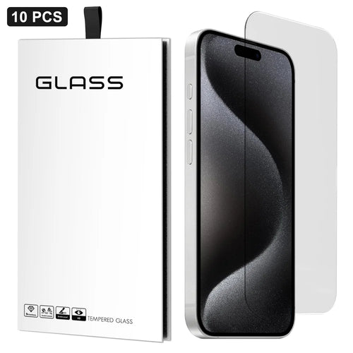 For iPhone 15 Pro 10Pcs Screen Protector 3D Large Arc Edge Thick Glue HD Clear High Aluminium-silicon Glass Film (NOT Complete Covering) - As Shown - 1