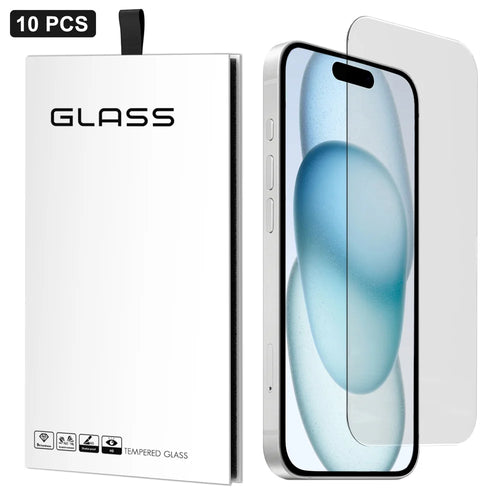 For iPhone 15 10Pcs Screen Protector 3D Large Arc Edge Thick Glue HD Clear High Aluminium-silicon Glass Film (NOT Complete Covering) - As Shown - 1