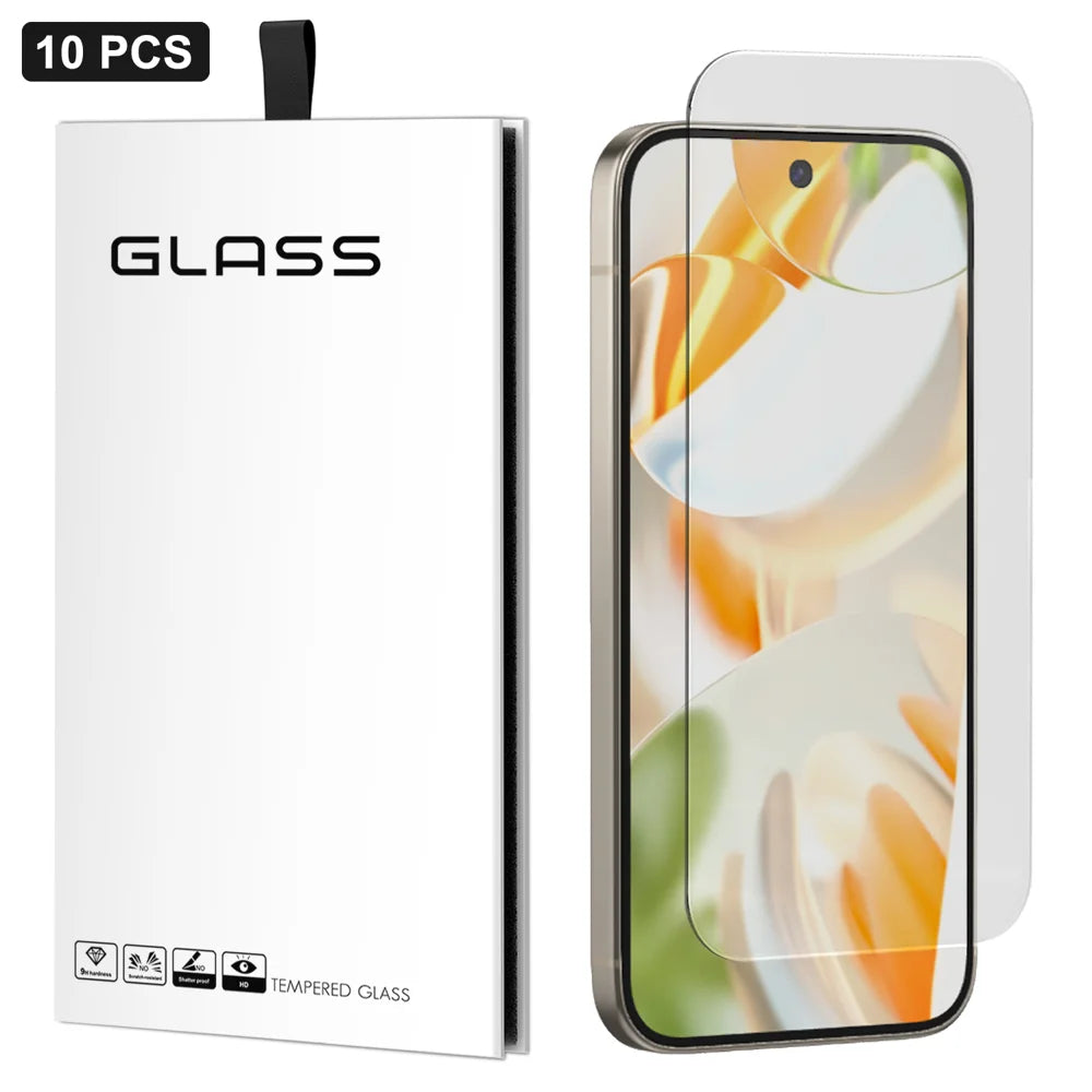 For Google Pixel 9 Pro 10Pcs Screen Protector 3D Large Arc Edge Thick Glue HD Clear High Aluminium-silicon Glass Film (NOT Complete Covering) - As Shown - 1