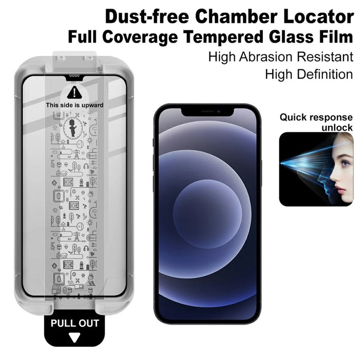 IMAK 3Pcs For iPhone 12 / 12 Pro Tempered Glass Full Screen Protector Full Glue Film with Dust-free Installation Tool - 5