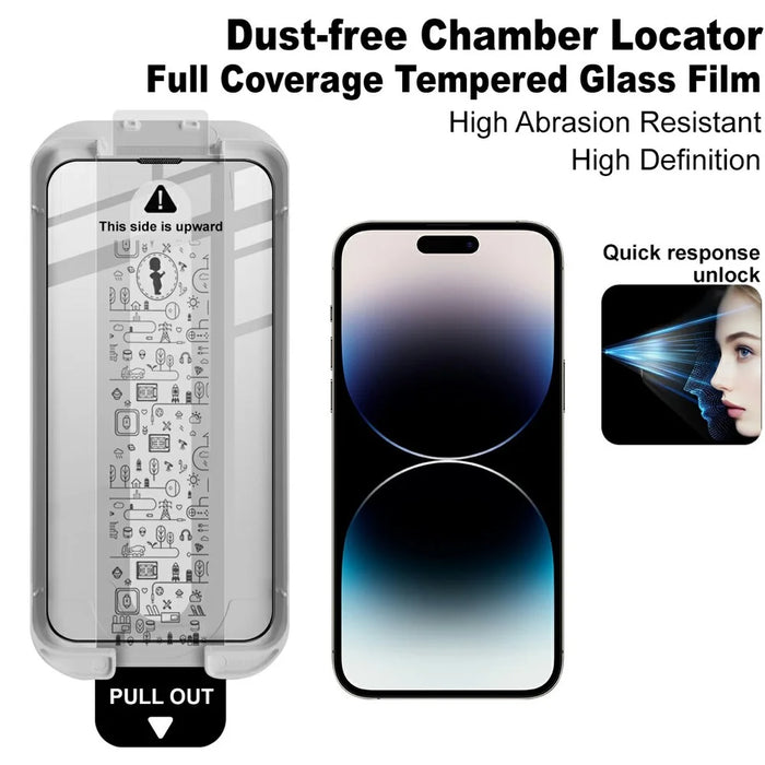 IMAK 3Pcs For iPhone 14 Pro Tempered Glass Full Screen Protector Full Glue Film with Dust-free Installation Tool - 5