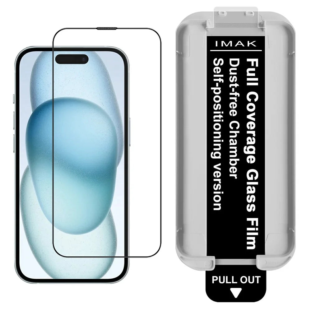 IMAK For iPhone 15 Tempered Glass Full Screen Protector Full Glue Film with Dust-free Installation Tool - 1