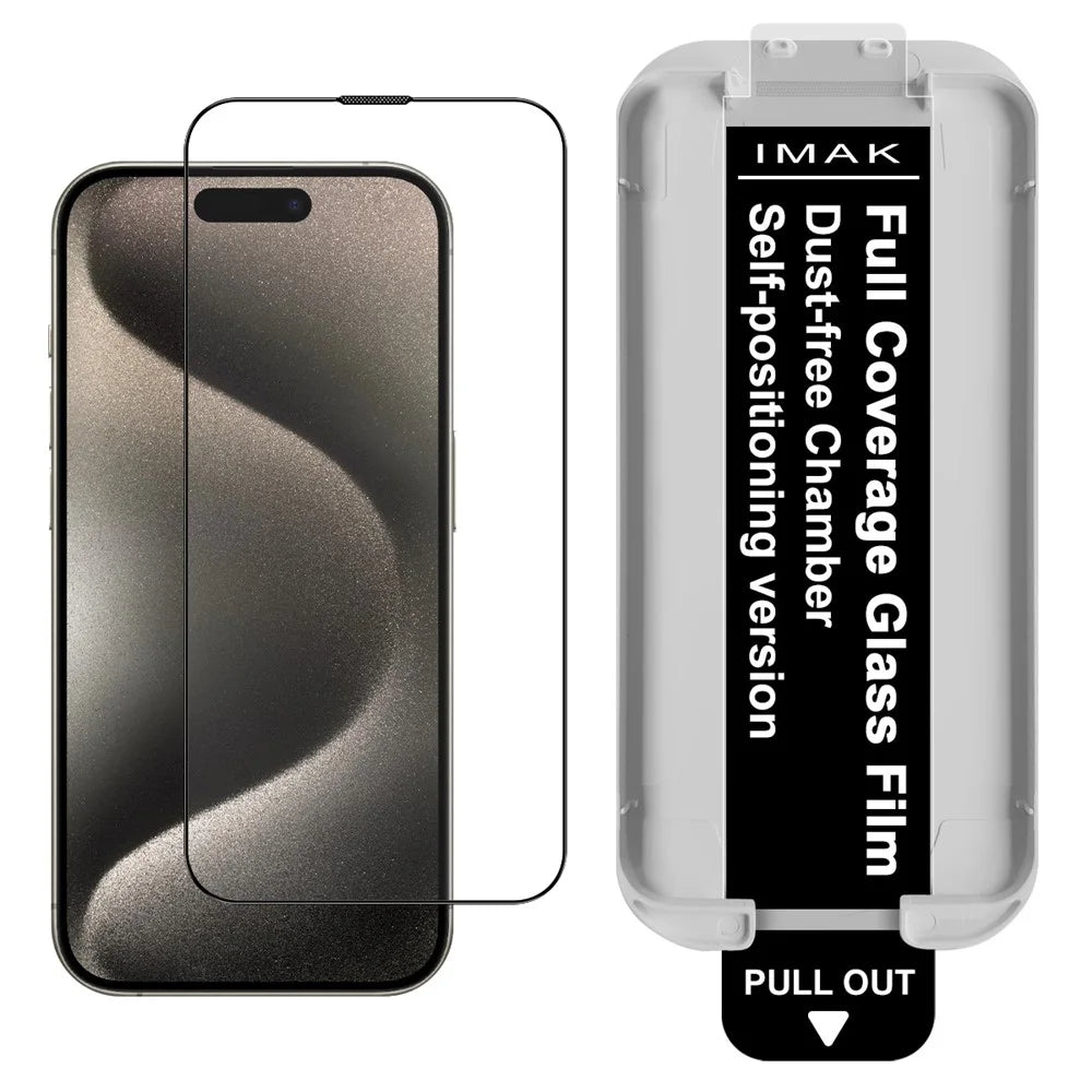 IMAK 3Pcs For iPhone 15 Pro Max Tempered Glass Full Screen Protector Full Glue Film with Dust-free Installation Tool - 2