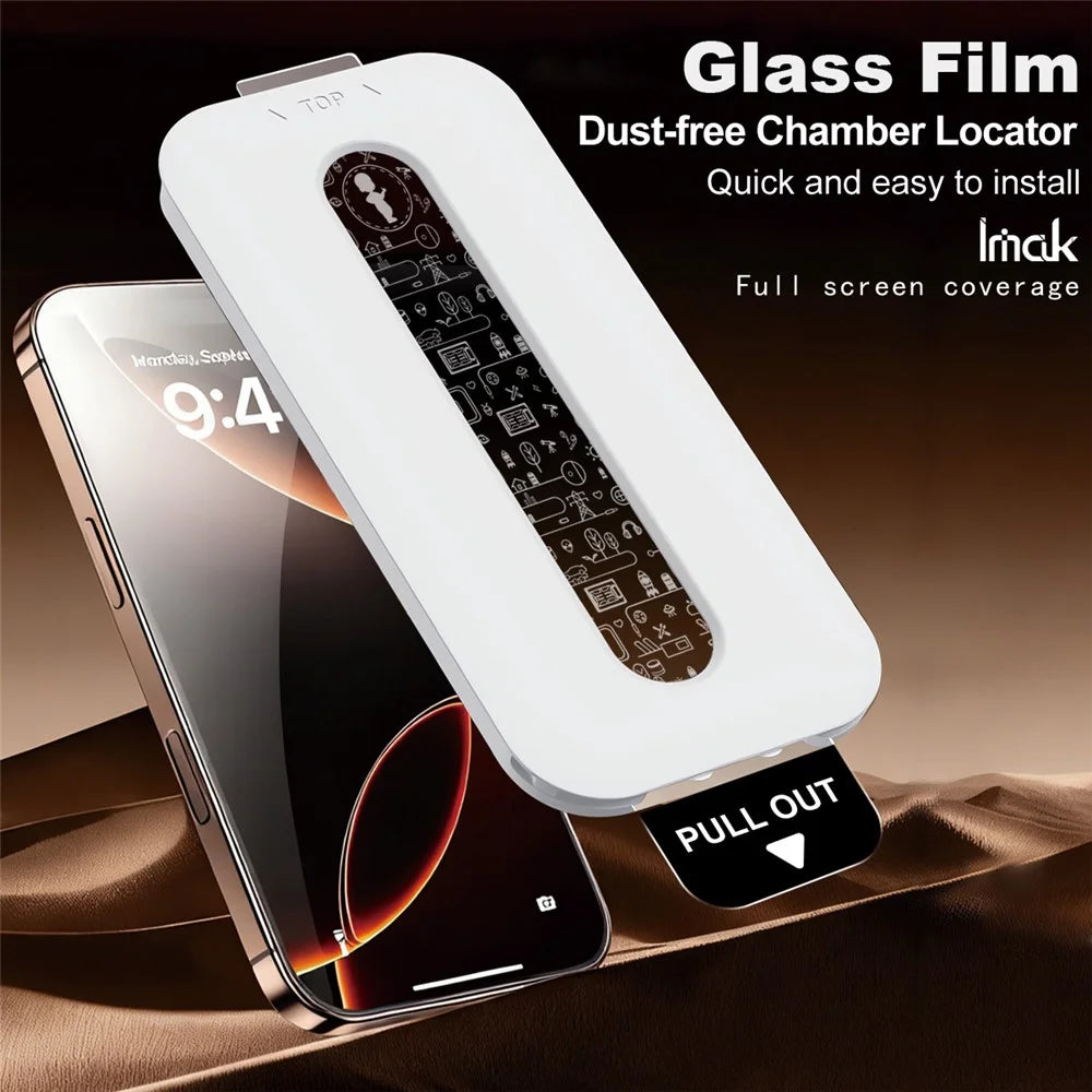 IMAK 3Pcs For iPhone 16 Tempered Glass Full Screen Protector Full Glue Film with Dust-free Installation Tool - 4
