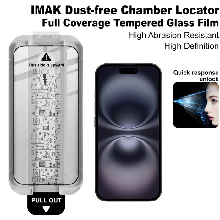 IMAK 3Pcs For iPhone 16 Pro Max Tempered Glass Full Screen Protector Full Glue Film with Dust-free Installation Tool - 5