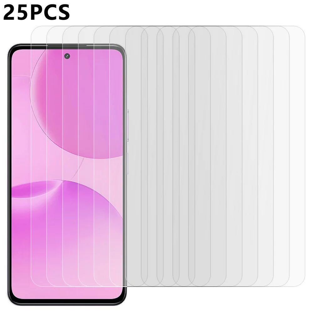 25Pcs For Realme P4x 5G Screen Protector Full Glue Tempered Glass High Definition Film (NOT Complete Covering) (No Package, with Wipes Set, Dust-absorber, Guide Sticker) - 1