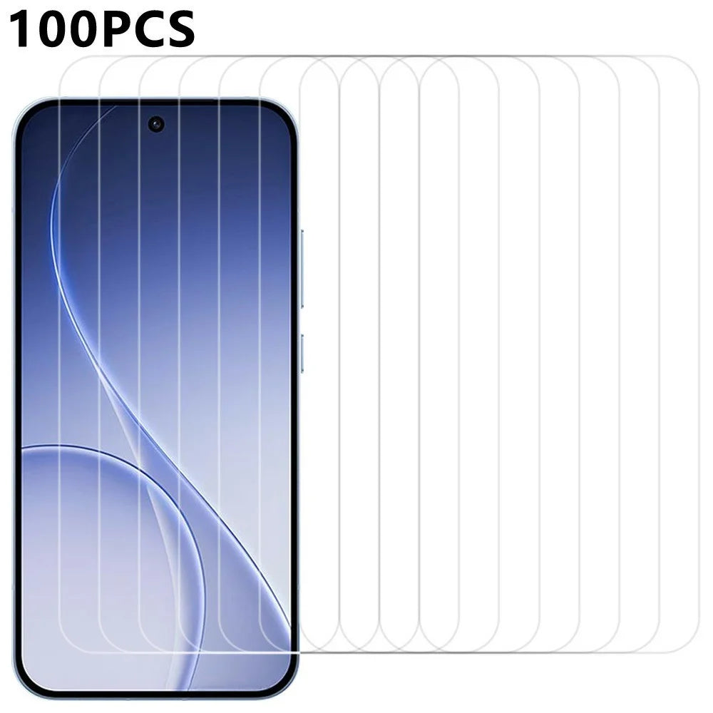 100Pcs For Oppo Reno15 5G (Global)  /  Reno15c 5G (China) Screen Protector Full Glue Anti-Scratch Tempered Glass Film (NOT Complete Covering) (No Package, with Wipes Set, Dust-absorber, Guide Sticker) - 1