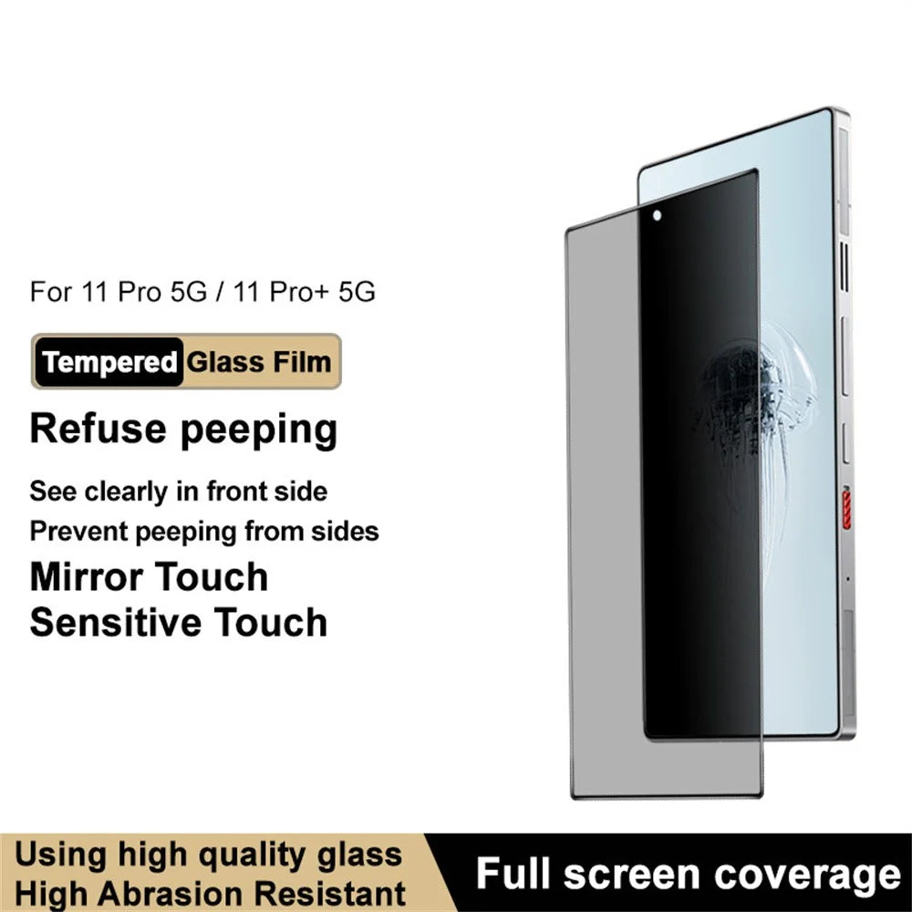 IMAK For ZTE nubia RedMagic 11S Pro+ 5G / 11S Pro 5G / 11 Pro 5G / 11 Pro+ 5G Privacy Screen Protector Anti Peep Full Cover Tempered Glass Film (Fingerprint Unlock) - 3