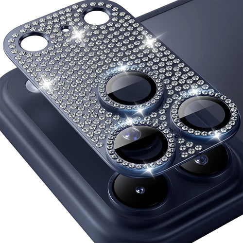 ENKAY HAT PRINCE For iPhone 17 Pro Camera Lens Protector   Rhinestone Decor Metal + Tempered Glass Lens Film - Dark Blue - 1