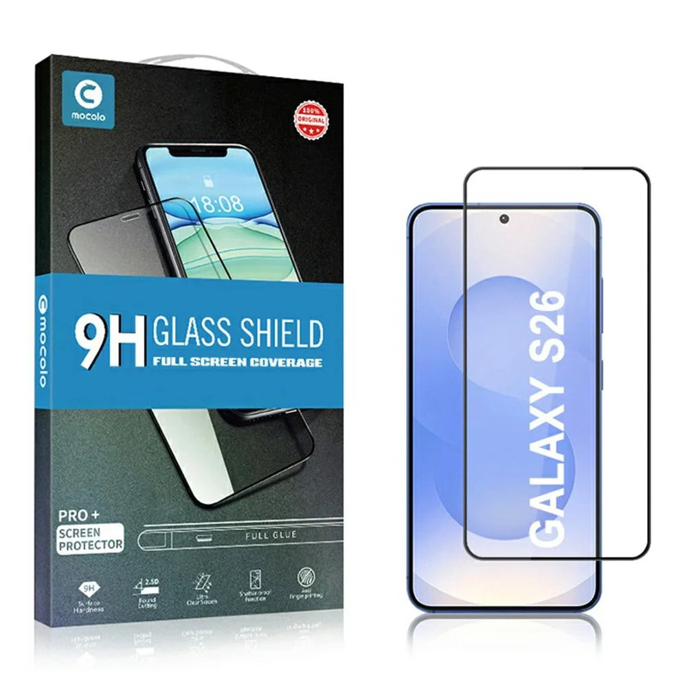 MOCOLO For Samsung Galaxy S26 Full Screen Protector Anti-Shatter Silk Printing Full Glue Tempered Glass Film - Black - 6