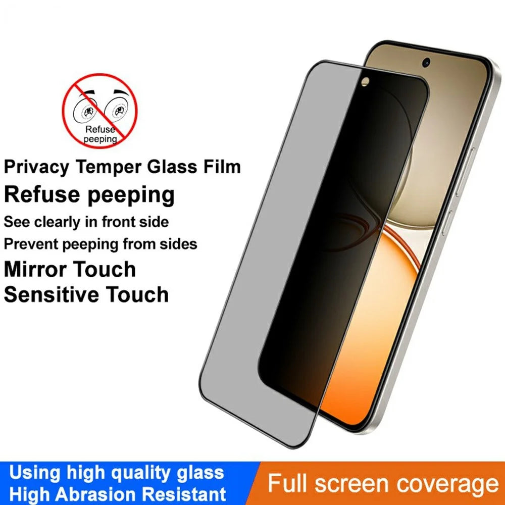 IMAK For Realme Narzo 90 5G Privacy Screen Protector Anti Peep Full Cover Tempered Glass Film (Fingerprint Unlock) - Black - 3
