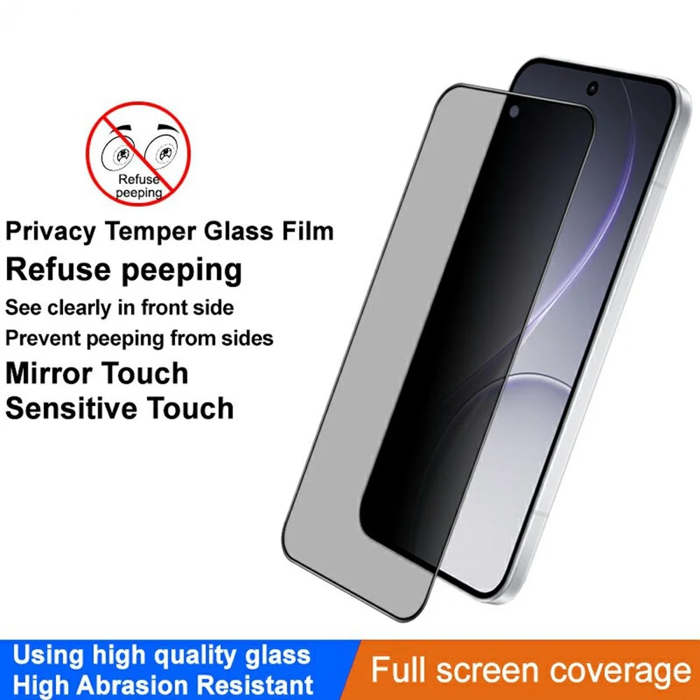 IMAK For Oppo Reno15 5G (Global) / Reno15c 5G (China) Privacy Screen Protector Anti Peep Full Cover Tempered Glass Film (Fingerprint Unlock) - Black - 3