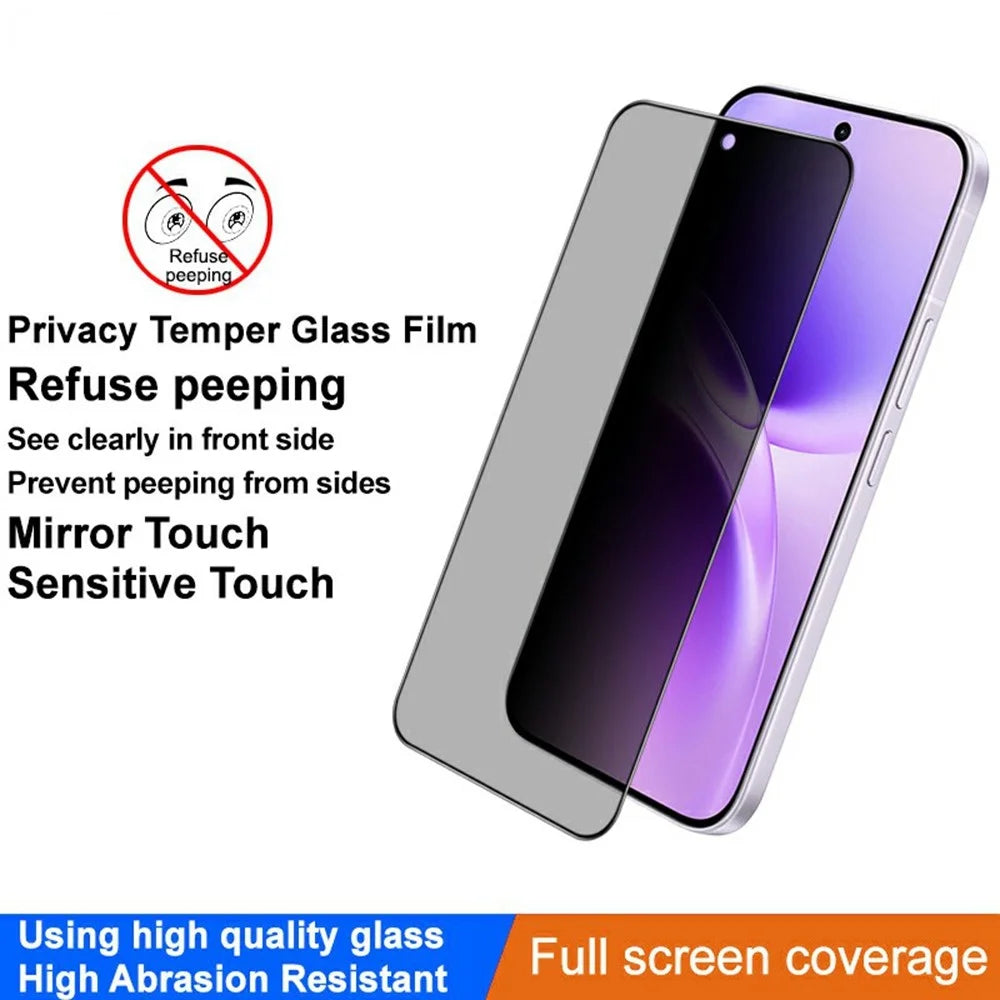 IMAK For vivo X300 FE 5G / S50 Pro mini 5G Privacy Screen Protector Anti Peep Full Cover Tempered Glass Film (Fingerprint Unlock) - Black - 3