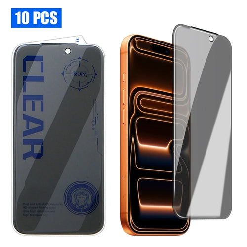 10Pcs For iPhone 17 Pro Max Anti Spy Screen Protector 3D Round Edge Full Coverage Tempered Glass Film - Black - 1
