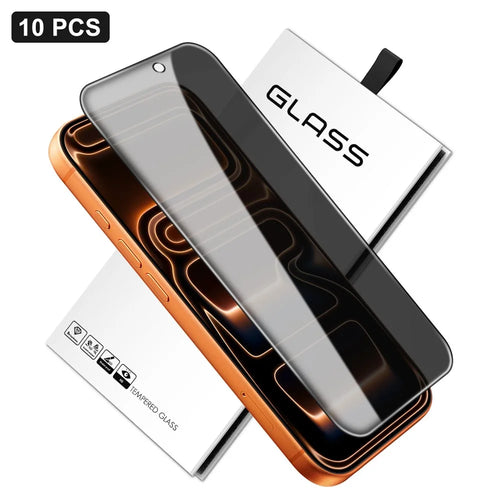 10Pcs For iPhone 17 Pro Max Anti-Spy Full Screen Protector 360 Degree Privacy High Aluminium-silicon Glass Film - Black - 1