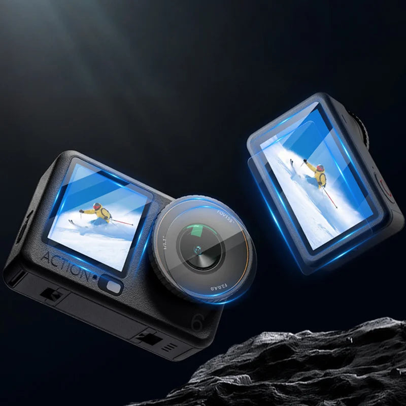 STARTRC 2 Sets For DJI Osmo Action 6 Anti Scratch Tempered Glass Front and Rear Screen Protector with Lens Film - Clear - 1