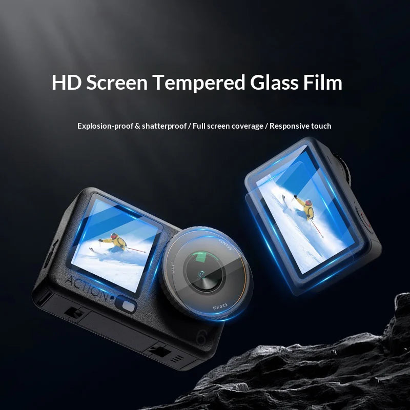 STARTRC 2 Sets For DJI Osmo Action 6 Anti Scratch Tempered Glass Front and Rear Screen Protector with Lens Film - Clear - 2