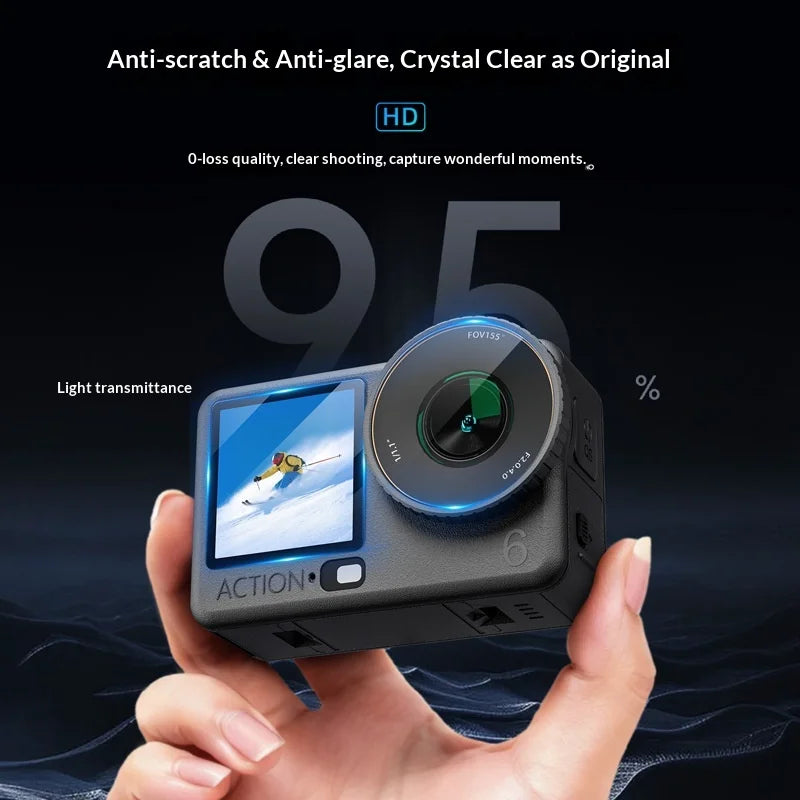 STARTRC 2 Sets For DJI Osmo Action 6 Anti Scratch Tempered Glass Front and Rear Screen Protector with Lens Film - Clear - 3