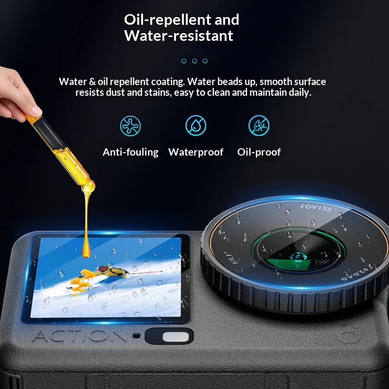 STARTRC 2 Sets For DJI Osmo Action 6 Anti Scratch Tempered Glass Front and Rear Screen Protector with Lens Film - Clear - 5