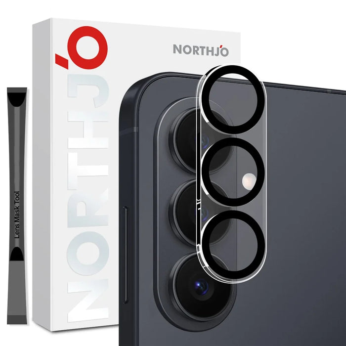 NORTHJO For Samsung Galaxy S26+ Silk Printing Camera Lens Protector Tempered Glass HD Clear 3D Full Coverage - Black - 1