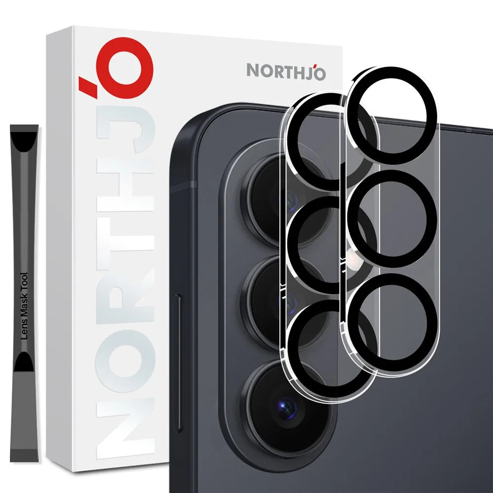NORTHJO 2Pcs For Samsung Galaxy S26+ Camera Lens Protector Black Circles 3D Full Coverage Clear Tempered Glass Lens Film - 1