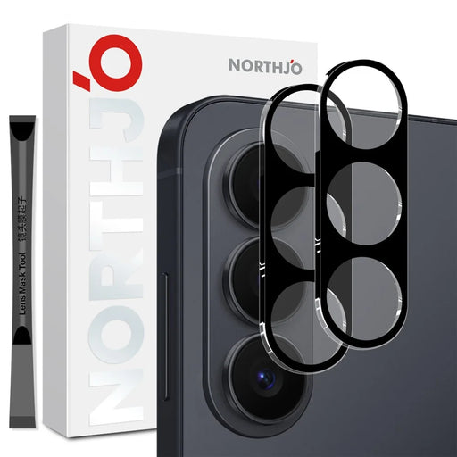 NORTHJO 2Pcs For Samsung Galaxy S26 Full Coverage Camera Lens Protector Silk Printing 3D Clear Tempered Glass Lens Film - 1