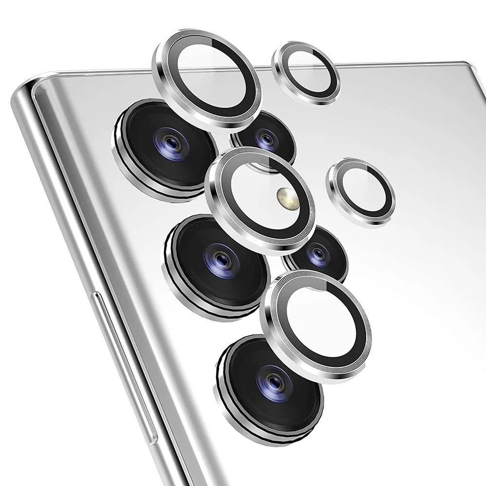 ENKAY HAT PRINCE For Samsung Galaxy S23 Ultra 1 Set Camera Lens Protector Aluminum Alloy Tempered Glass Night Circle Camera Ring Cover - Silver - 1