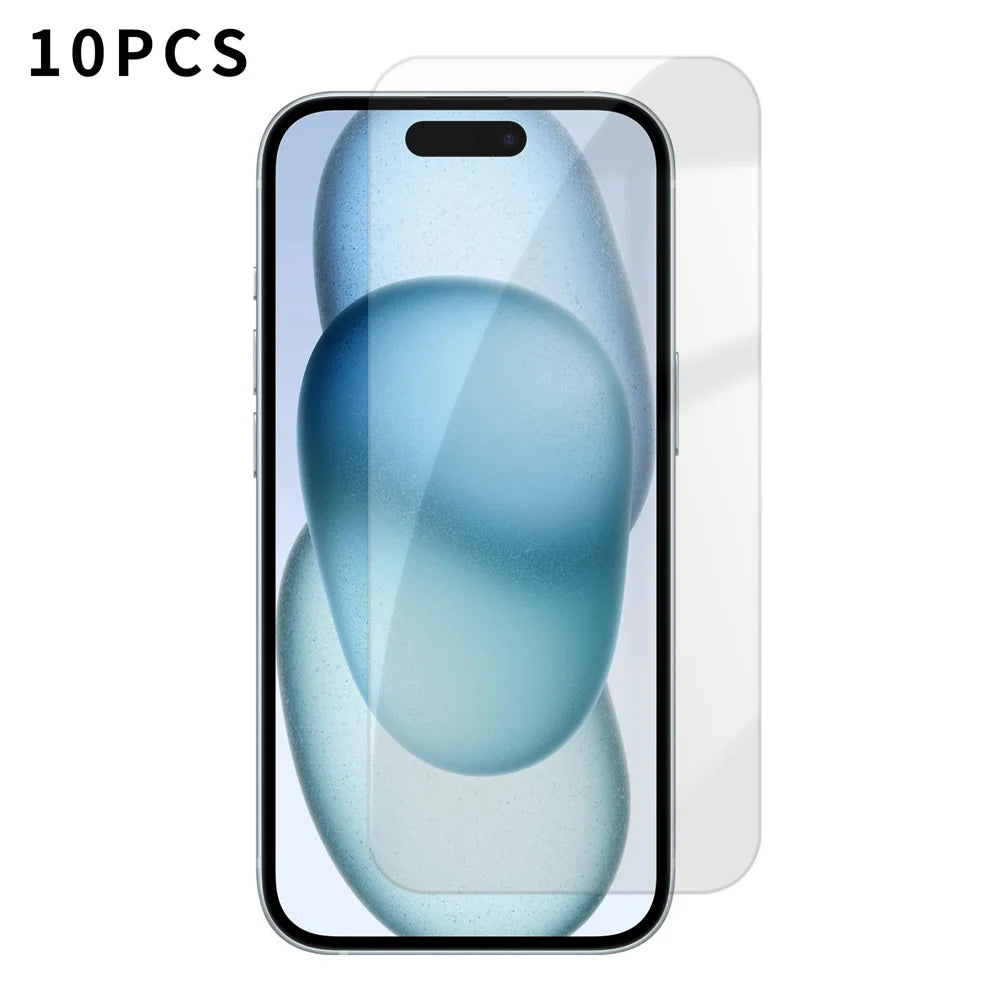 For iPhone 15 10Pcs HD Screen Protector High Aluminium-silicon Anti-fingerprint Tempered Glass Film (Not Complete Covering) - As Shown - 1