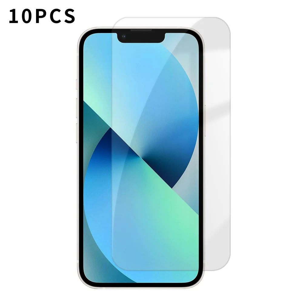 For iPhone 13 10Pcs HD Screen Protector High Aluminium-silicon Anti-fingerprint Tempered Glass Film (Not Complete Covering) - As Shown - 1