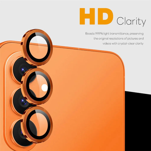 NORTHJO 1 Set For Samsung Galaxy S26+ Tempered Glass Camera Lens Film CD Veins Metal Ring Lens Guard (Complete Coverage) - Orange - 2