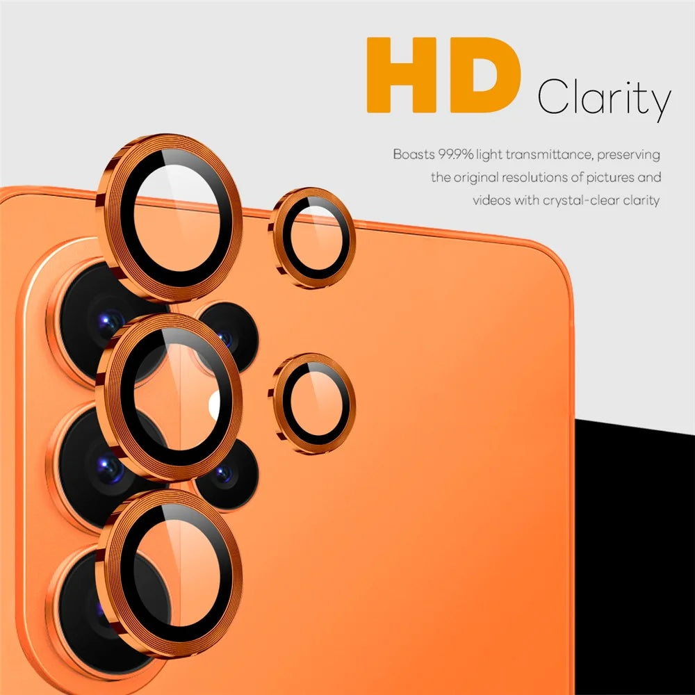 NORTHJO 1 Set For Samsung Galaxy S26 Ultra Tempered Glass Camera Lens Film CD Veins Metal Ring Lens Guard (Complete Coverage) - Orange - 2