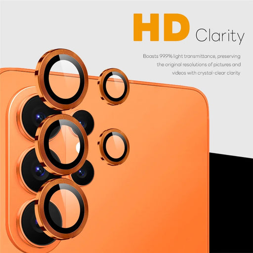 NORTHJO 1 Set For Samsung Galaxy S26 Ultra Tempered Glass Camera Lens Film CD Veins Metal Ring Lens Guard (Complete Coverage) - Orange - 2