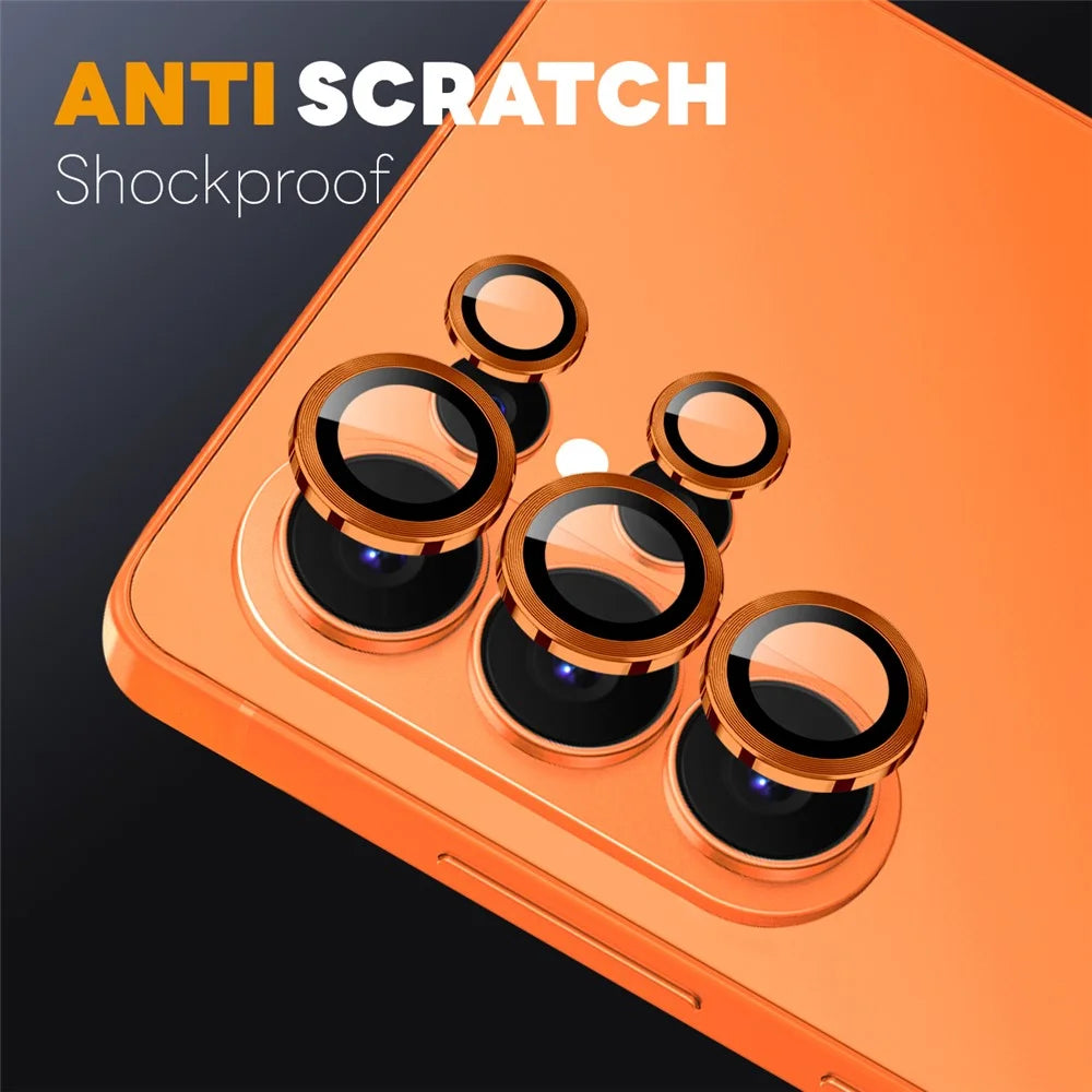 NORTHJO 1 Set For Samsung Galaxy S26 Ultra Tempered Glass Camera Lens Film CD Veins Metal Ring Lens Guard (Complete Coverage) - Orange - 3