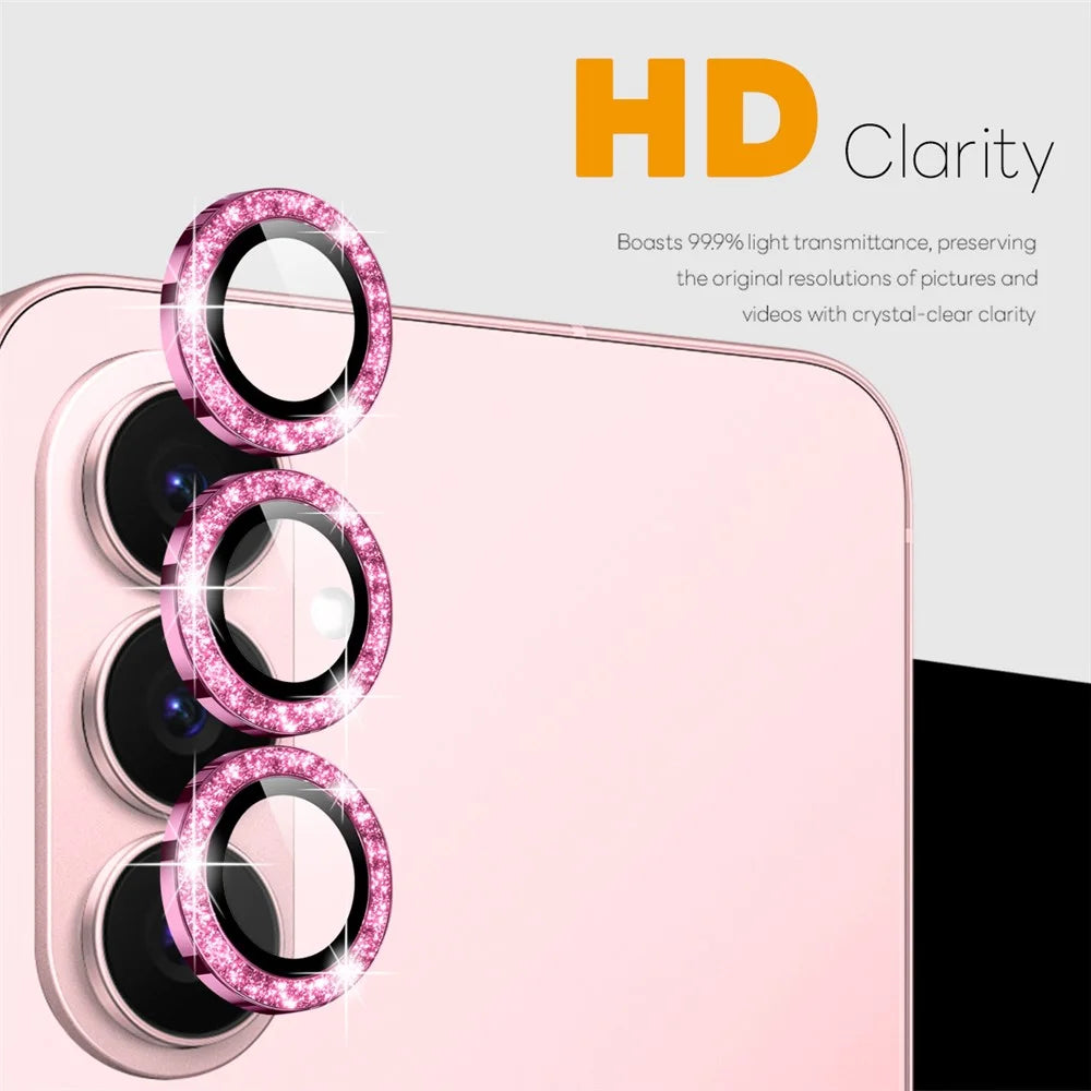 NORTHJO 1 Set For Samsung Galaxy S26+ Camera Lens Film Tempered Glass+Metal Glitter Rear Lens Protector (Complete Coverage) - Pink - 2