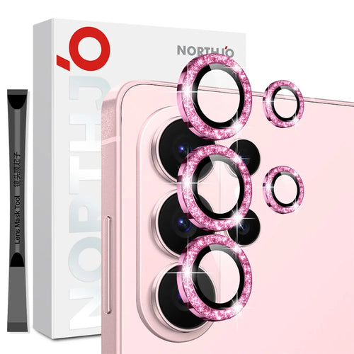 NORTHJO 1 Set For Samsung Galaxy S26 Ultra Camera Lens Film Tempered Glass+Metal Glitter Rear Lens Protector (Complete Coverage) - Pink - 1