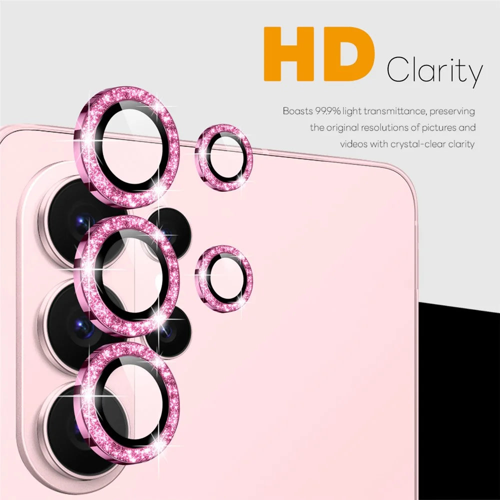 NORTHJO 1 Set For Samsung Galaxy S26 Ultra Camera Lens Film Tempered Glass+Metal Glitter Rear Lens Protector (Complete Coverage) - Pink - 2