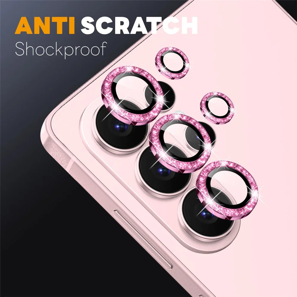 NORTHJO 1 Set For Samsung Galaxy S26 Ultra Camera Lens Film Tempered Glass+Metal Glitter Rear Lens Protector (Complete Coverage) - Pink - 3